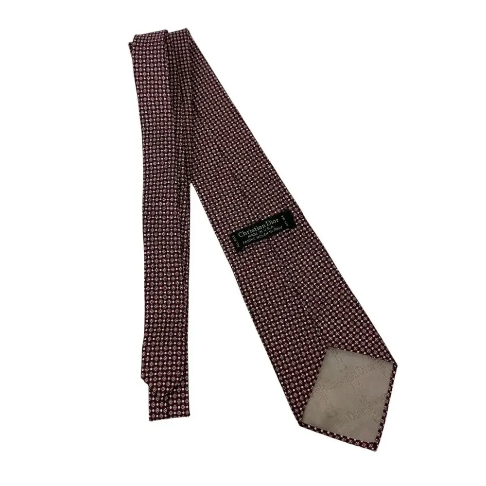 Christian Dior Neck Tie Tye Red White Blue Silk Men’s Made in USA Woven in Italy